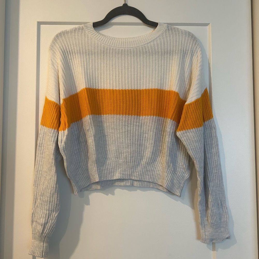 Garage Colorblock Knit Sweater in Cream and Orange